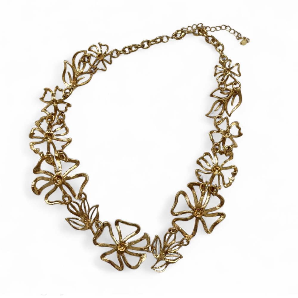 gold flower chunky statement necklace